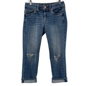 American Eagle Relaxed Fit Distressed Indie Rockabilly Boy Fit Cropped Jeans 00